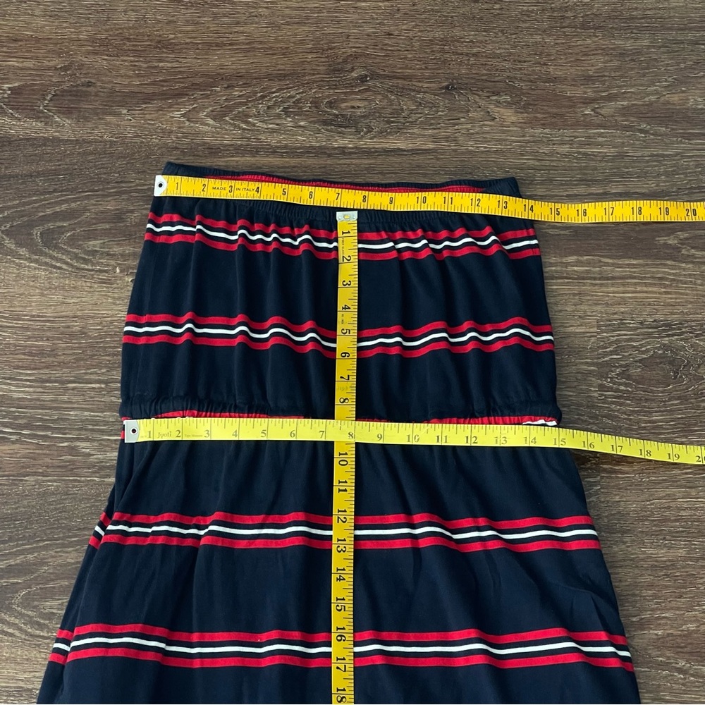 Tommy Hilfiger Strapless Red, White, Blue Striped Maxi Dress with Pockets | M - Picture 12 of 14